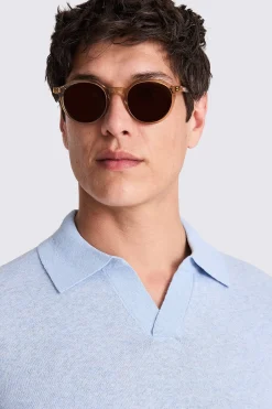 Linen Blend Light Blue Skipper Polo