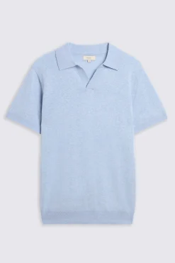 Linen Blend Light Blue Skipper Polo