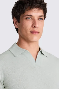 Linen Blend Light Sage Skipper Polo