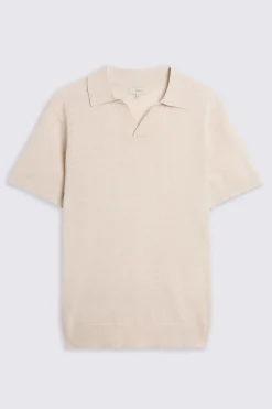 Linen Blend Oatmeal Skipper Polo