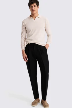 Linen Blend Oatmeal Skipper Polo