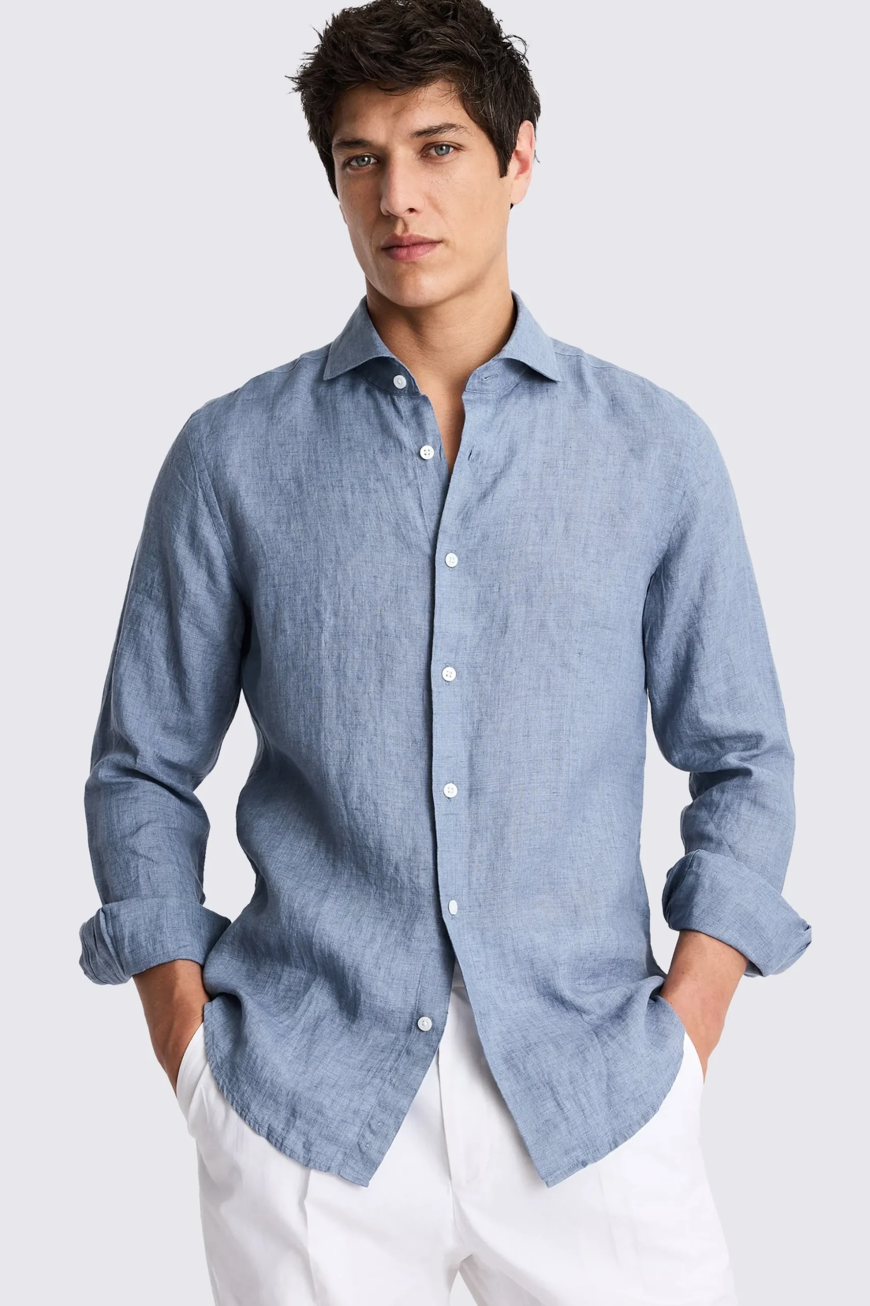 Mid Blue Linen Shirt