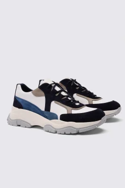 Milan White and Blue Chunky Trainers