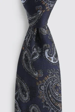 Navy & Brown Paisley Silk Tie