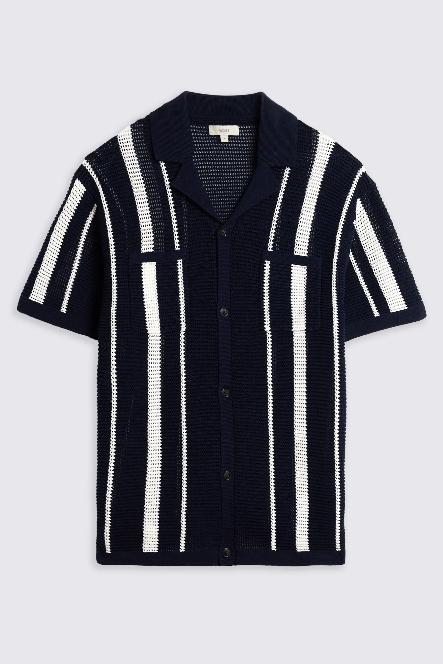 Navy & White Stripe Open Knit Shirt