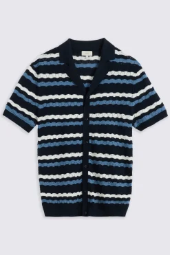 Navy and White Stripe Pointelle Shirt