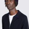 Navy Cashmere Blend Ribbed Beanie
