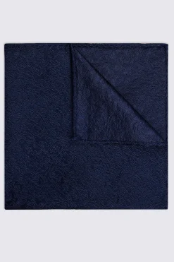 Navy Floral Swirl Silk Pocket Square