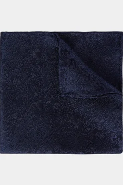 Navy Floral Swirl Silk Pocket Square