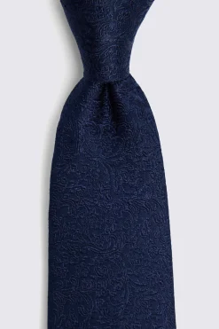 Navy Floral Swirl Silk Tie