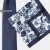 Navy Floral Tie, Hank & Tie Bar Set