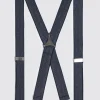 Navy Herringbone Tweed Clip-On Braces