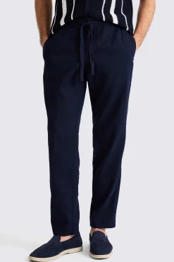 Navy Linen Drawstring Trousers