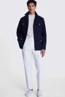 Navy Matte Linen Safari Shacket