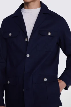 Navy Matte Linen Safari Shacket
