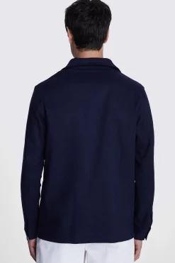 Navy Matte Linen Safari Shacket