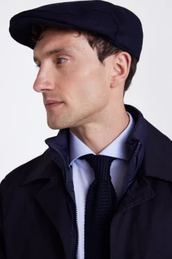 Navy Melton Flat Cap