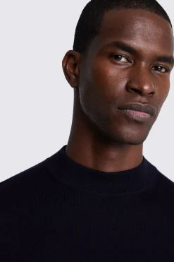Navy Merino Mock-Neck Jumper