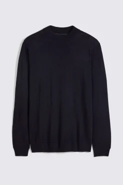 Navy Merino Mock-Neck Jumper