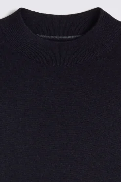 Navy Merino Mock-Neck Jumper