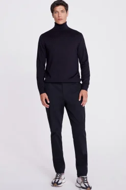 Navy Merino Roll-Neck Jumper