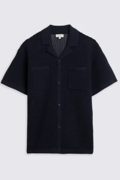 Navy Open Knit Shirt
