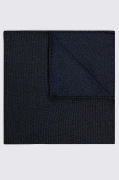 Navy Silk Semi-Plain Pocket Square
