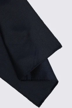 Navy Silk Semi-Plain Pocket Square
