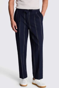 Navy Stripe Beach Trousers