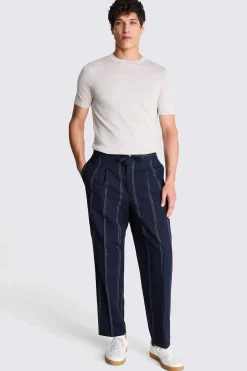 Navy Stripe Beach Trousers