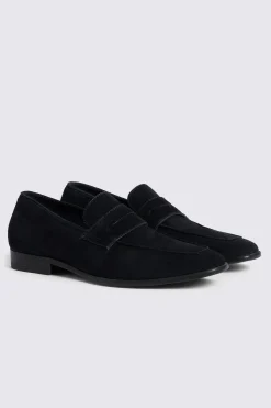 Navy Suede Relaxed Loafers