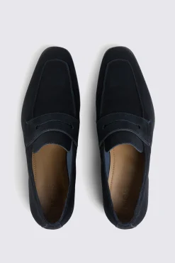 Navy Suede Relaxed Loafers