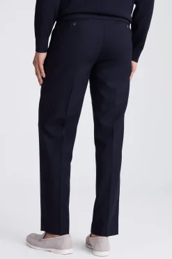 Navy Wool Pleated Trousers