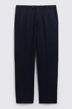 Navy Wool Wide Leg Tailored Trousers