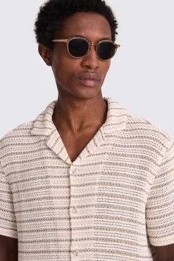 Neutral Crochet Stripe Shirt