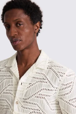 Neutral Cuban Crochet Shirt