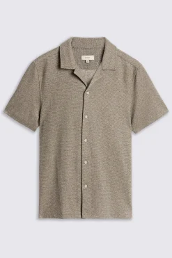 Neutral Knitted Cuban Collar Shirt