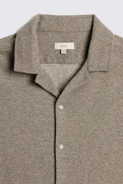 Neutral Knitted Cuban Collar Shirt