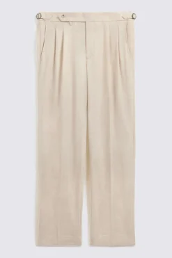 Neutral Wool Pleated Trousers