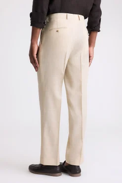 Neutral Wool Wide Leg Tailored Trousers