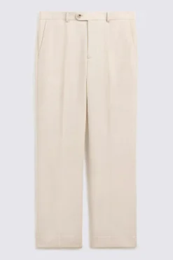 Neutral Wool Wide Leg Tailored Trousers
