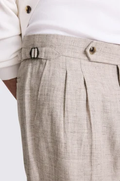 Oatmeal Linen Pleated Trousers