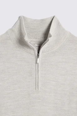 Oatmeal Merino Zip-Neck Jumper