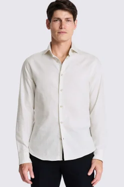 Off White Melange Brushed Shirt
