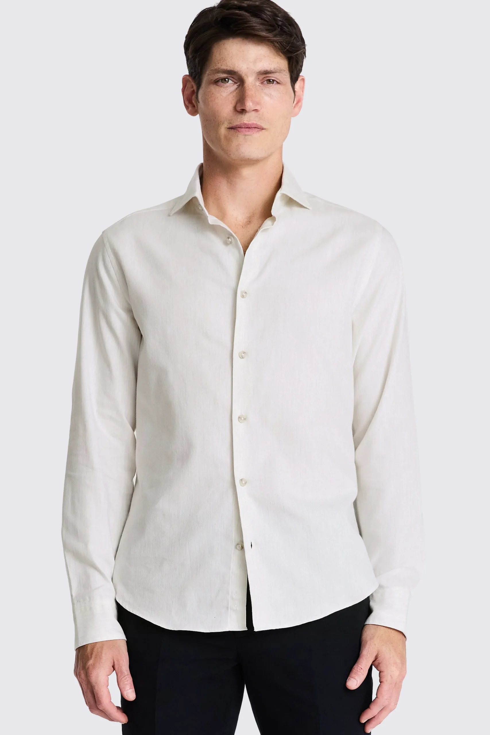 Off White Melange Brushed Shirt