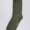 Olive Ribbed Socks