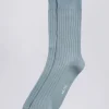 Pale Blue Fine Ribbed Socks
