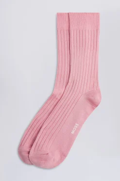 Pale Pink Fine Ribbed Socks