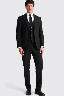 Regular Fit Black Stretch Suit