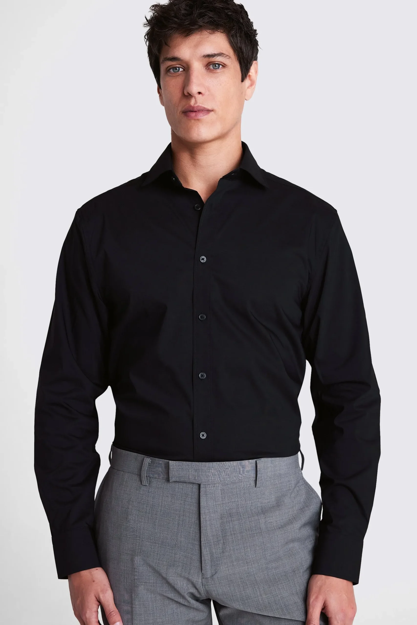 Regular Fit Black Stretch Shirt